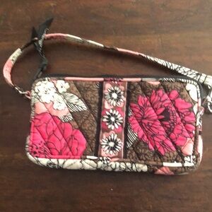 Vera Bradley Wristlet Wallet Mocha Rouge 7" X 4" Retired 2012